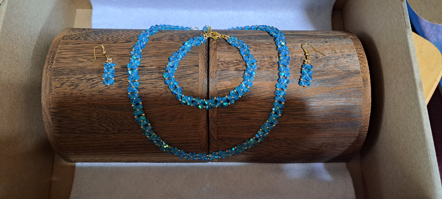 Beautiful Blue Necklace, earrings, and matching bracelet