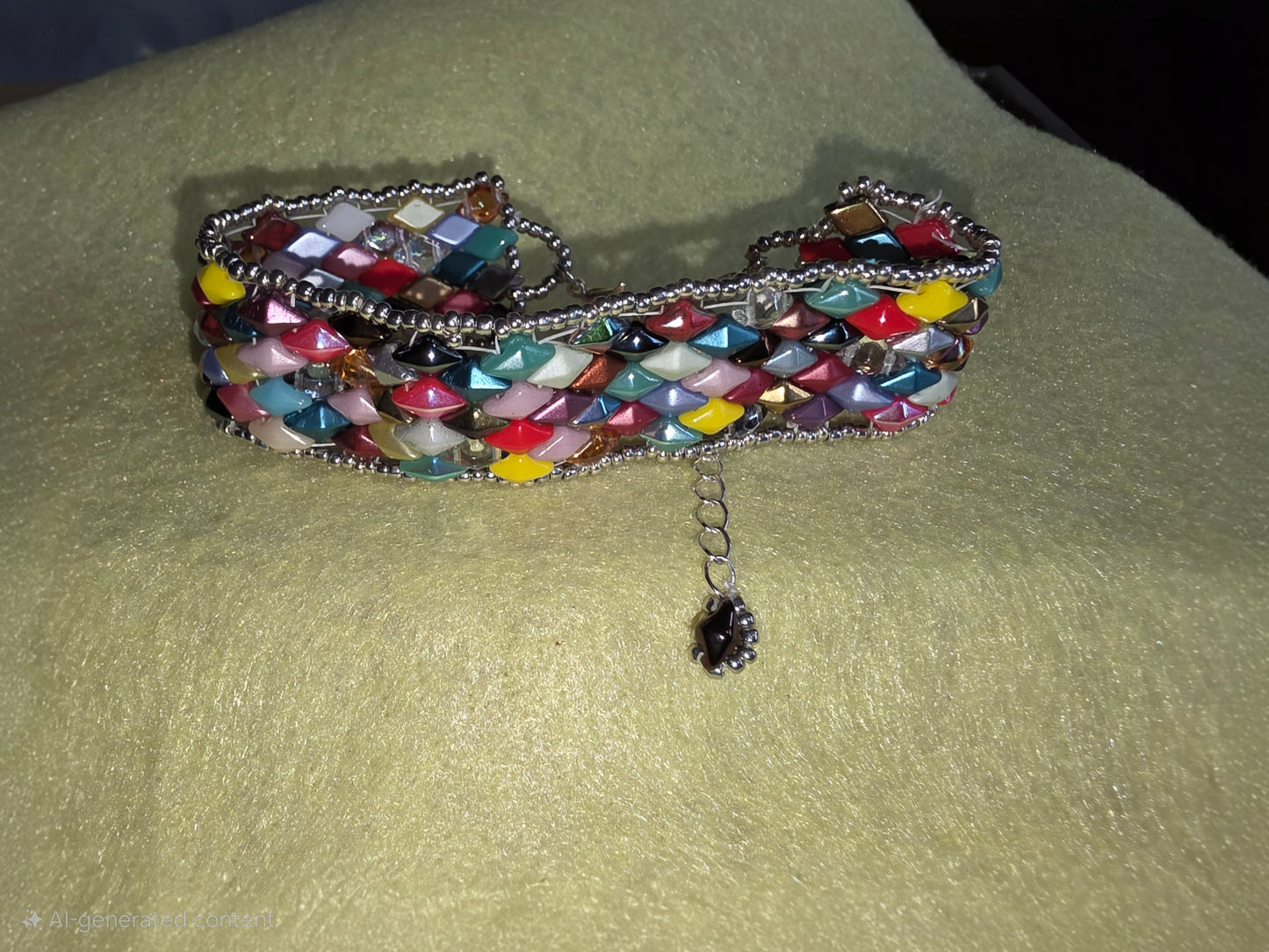 7in diamond-shaped beaded braclet