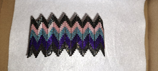 Handmade Beaded Chevron Bracelet with wing charm clasp.