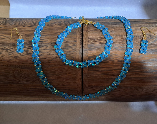 Beautiful Blue Necklace, earrings, and matching bracelet
