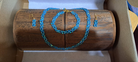 Beautiful Blue Necklace, earrings, and matching bracelet