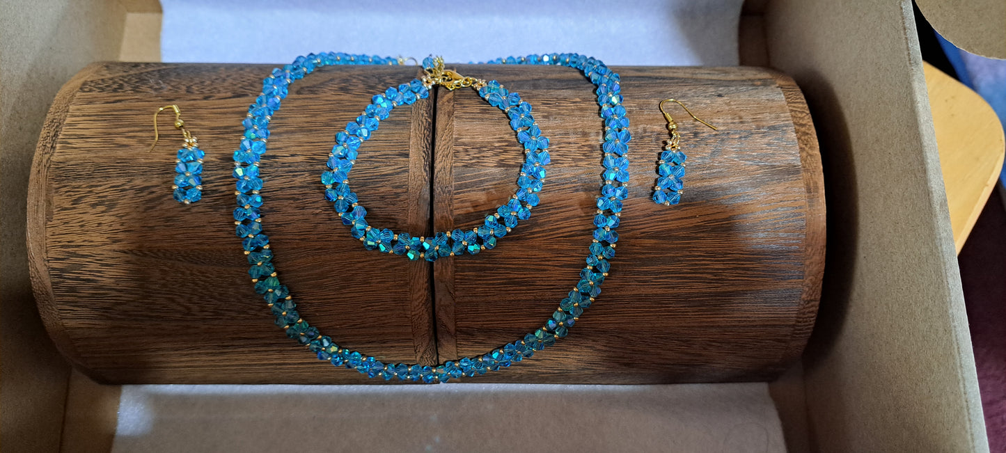 Beautiful Blue Necklace, earrings, and matching bracelet