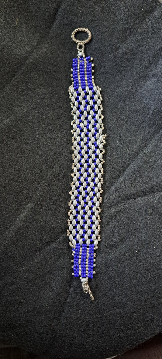 Handmade  beaded  bracelet featuring a striking pattern